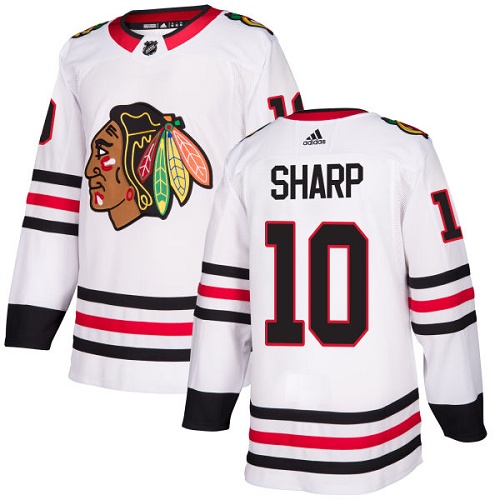 Adidas Blackhawks #10 Patrick Sharp White Road Authentic Stitched NHL Jersey